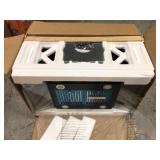 aKdy 36 in. 343 CFM Convertible island Mount Range Hood in Black Painted Stainless Steel with Glass and Carbon Filters not used