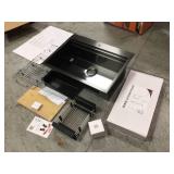 aKdy All-in-One Matte Black Finished Stainless Steel 33 in. x 20 in. Farmhouse Apron Mount Kitchen Sink with Faucet see pictures