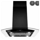 aKdy 36 in. 343 CFM Convertible island Mount Range Hood in Black Painted Stainless Steel with Glass and Carbon Filters not used