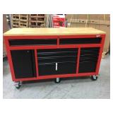 Milwaukee High Capacity 52 in. 11-Drawer Tool Chest Mobile Workbench with Clamp-Ready Wood Top not used see pictures