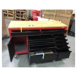 Milwaukee High Capacity 52 in. 11-Drawer Tool Chest Mobile Workbench with Clamp-Ready Wood Top not used see pictures