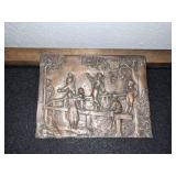 Antique High Relief Metal Art Piece of Children