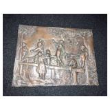 Antique High Relief Metal Art Piece of Children