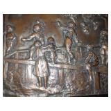 Antique High Relief Metal Art Piece of Children