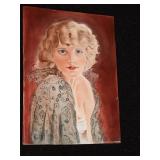 Gerold Porzellan Bavaria W. Germany Painted Porcelain Tile of Young Girl
