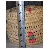 Handmade Open Weave Straw Basket w/Lid