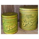 Fluffy Brand Ballonoff Tin Canister Set of 4 - Flour Sugar Coffee Tea