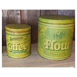 Fluffy Brand Ballonoff Tin Canister Set of 4 - Flour Sugar Coffee Tea
