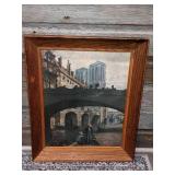 Framed Oil on Board Painting of Venice Canals