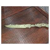 Ornate Solid Brass Art Nouveau Scroll Letter Opener