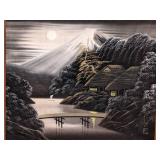 Pair of Japanese Silk Embroidery Framed Textile Art Pieces