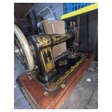 Antique White Rotary Treadle Sewing Machine w/Base
