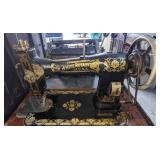 Antique White Rotary Treadle Sewing Machine w/Base