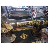 Antique White Rotary Treadle Sewing Machine w/Base
