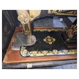 Antique White Rotary Treadle Sewing Machine w/Base