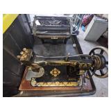 Antique White Rotary Treadle Sewing Machine w/Base