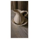 Homer Laughlin White Cream Pitcher & Bowl