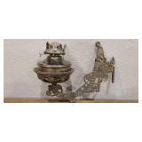 Antique Victorian Cast Iron Oil Lamp Wall Mount Holder