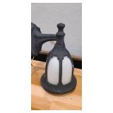 Gothic Revival Wall Mount Metal Light w/Milk Glass Shade