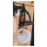 Gothic Revival Wall Mount Metal Light w/Milk Glass Shade