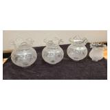4 Round Ruffled Edge Etched Round Glass Lamp Shades