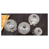 4 Round Ruffled Edge Etched Round Glass Lamp Shades