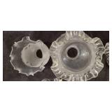 4 Round Ruffled Edge Etched Round Glass Lamp Shades