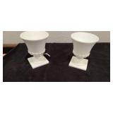 Milk Glass Pedestal Flower Pots