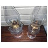 2 Clear Glass Oil Lamps
