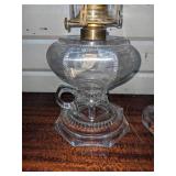 2 Clear Glass Oil Lamps