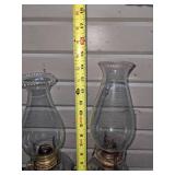 2 Clear Glass Oil Lamps
