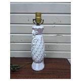 Pink & White Porcelain Lamp Made in Occupied Japan