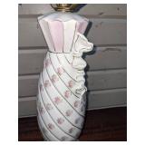 Pink & White Porcelain Lamp Made in Occupied Japan