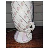 Pink & White Porcelain Lamp Made in Occupied Japan