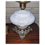 Pair of Milk Glass Lamps on Metal Bases
