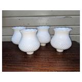 4 Milk Glass Hobnail Lamp Shades
