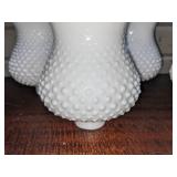 4 Milk Glass Hobnail Lamp Shades