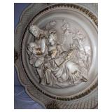 Alexander Backer Chalkware Relief Plaques of Victorian Figures 3D, 1940