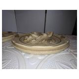 Alexander Backer Chalkware Relief Plaques of Victorian Figures 3D, 1940