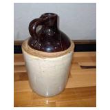 Antique Stoneware Whiskey Jug & Butter Crock w/Wire Bail Top