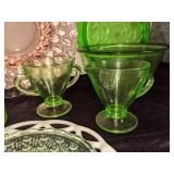 Assorted Pink & Green Depression/Vaseline Glass