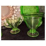 Assorted Pink & Green Depression/Vaseline Glass