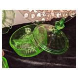 Assorted Pink & Green Depression/Vaseline Glass