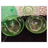 Assorted Pink & Green Depression/Vaseline Glass