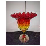 Decorative Red & Gold Glassware, Including Fenton Vase