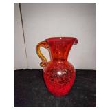 Decorative Red & Gold Glassware, Including Fenton Vase