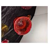 Decorative Red & Gold Glassware, Including Fenton Vase