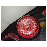 Decorative Red & Gold Glassware, Including Fenton Vase