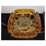 3 Mid Century Modern Amber Bubble Ash Trays