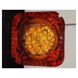 3 Mid Century Modern Amber Bubble Ash Trays